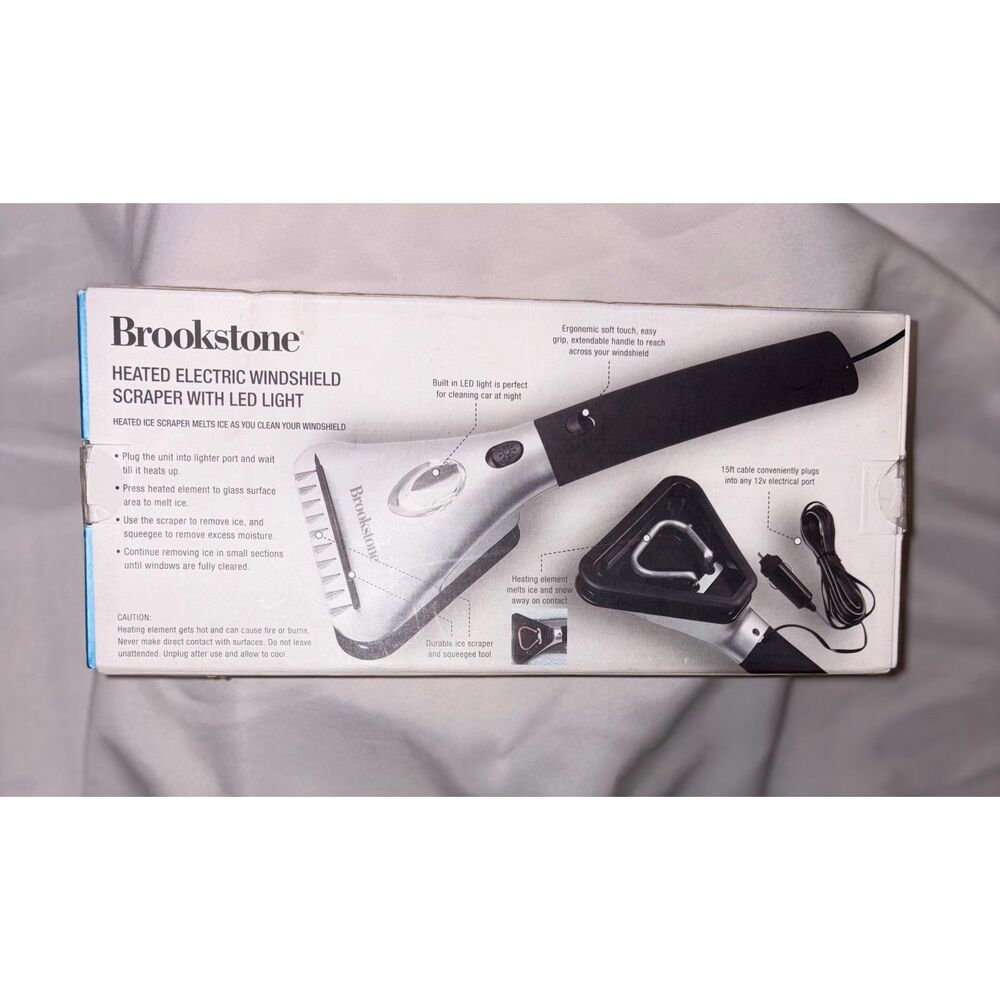 Brookstone Heated Electric Windshield Ice Scraper with LED Light Car Defroster